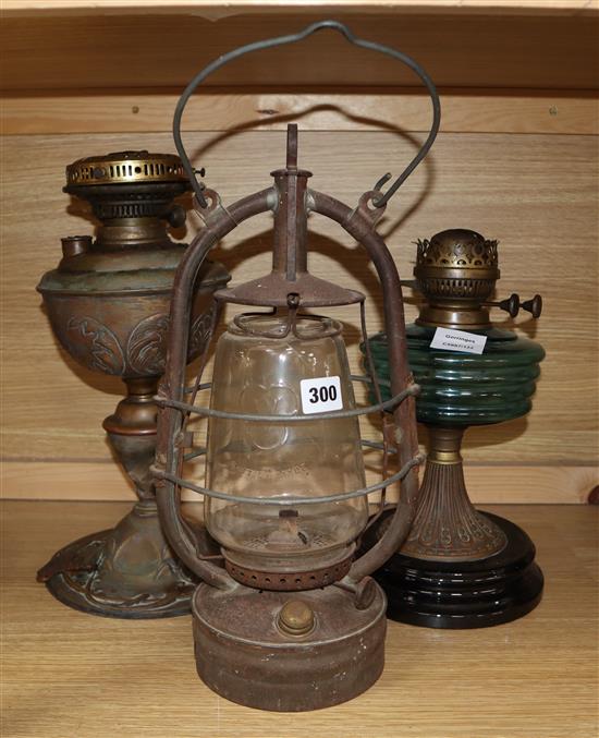 Three oil lamps